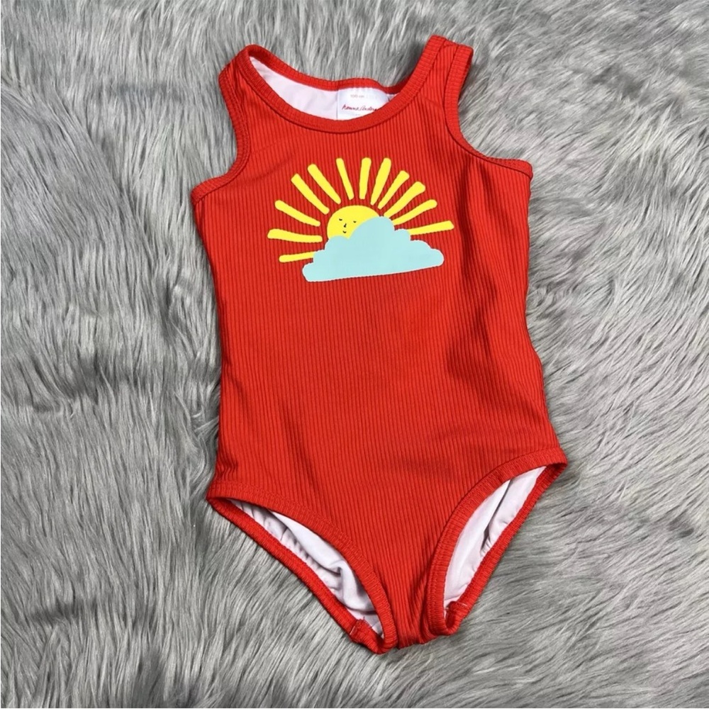 Hanna Andersson Toddler Girls Size 4 Ribbed Sun Swimsuit